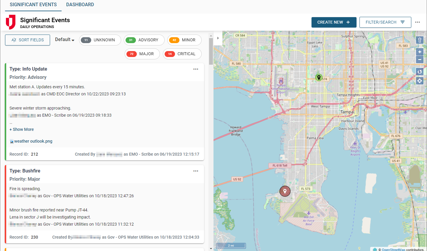 Significant Events Log